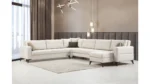 ⁦طقم كنب زاوية 3 قطع موديل Kristal باللون البيج⁩ - الصورة ⁦3⁩