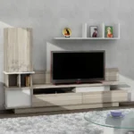 طاولة تلفزيون مزج من الأبيض والخشبي موديل Como