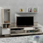⁦طاولة تلفزيون مزج من الأبيض والخشبي موديل Como⁩ - الصورة ⁦3⁩